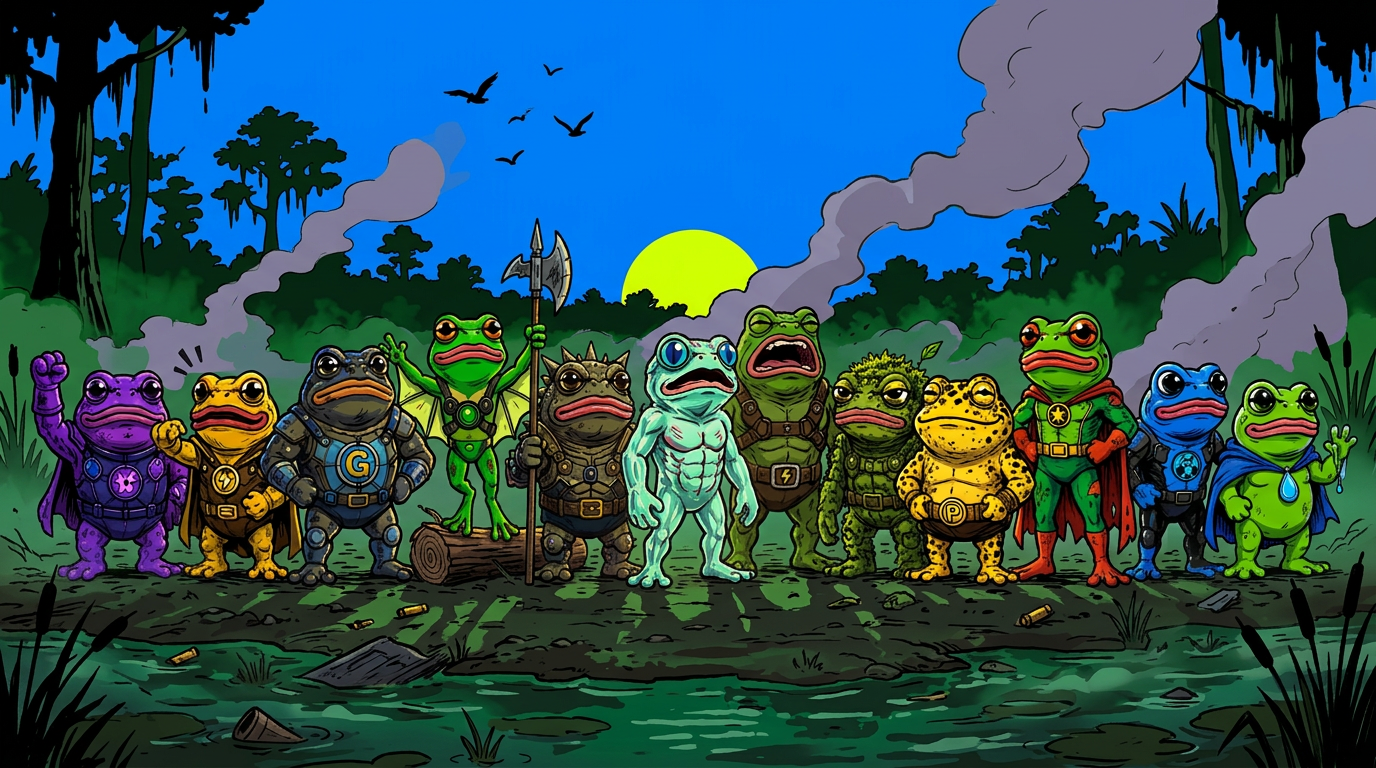 The victorious Frogengers lined up at dawn over the saved pond